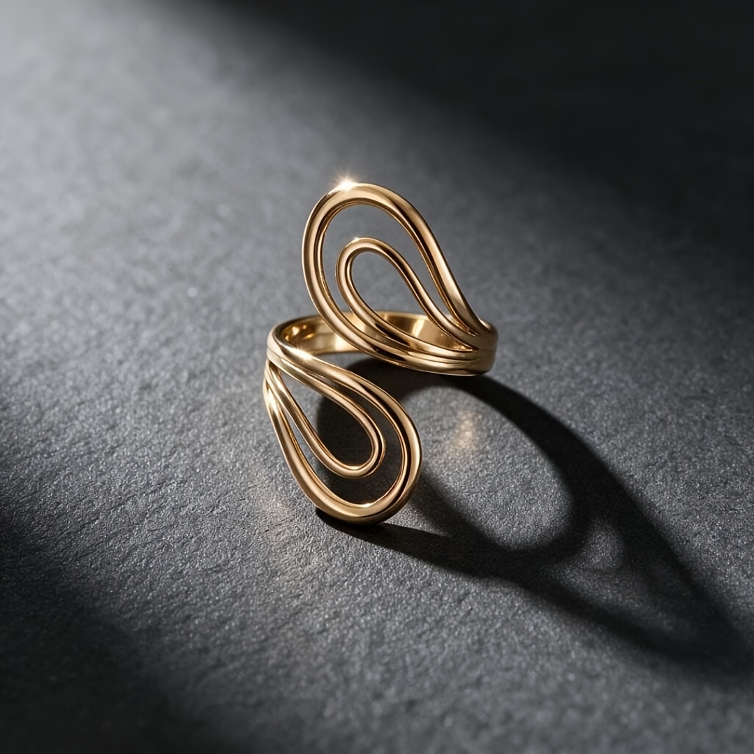 Women's Golden Plated Stainless Steel Open Ring Set, Minimalist